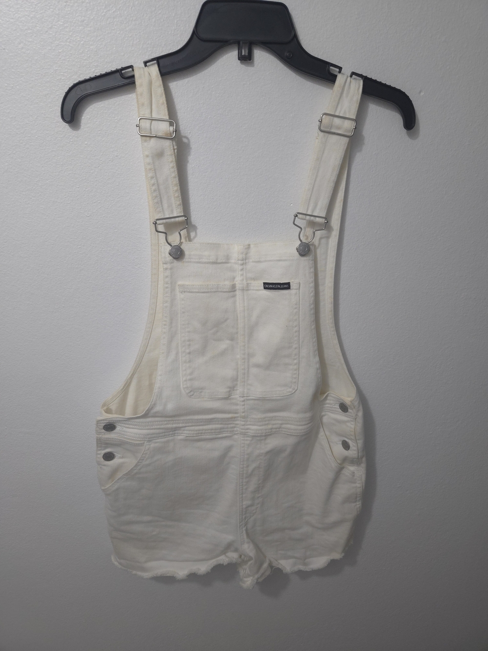 Calvin Klein Jeans Cream/White Denim Short Overalls